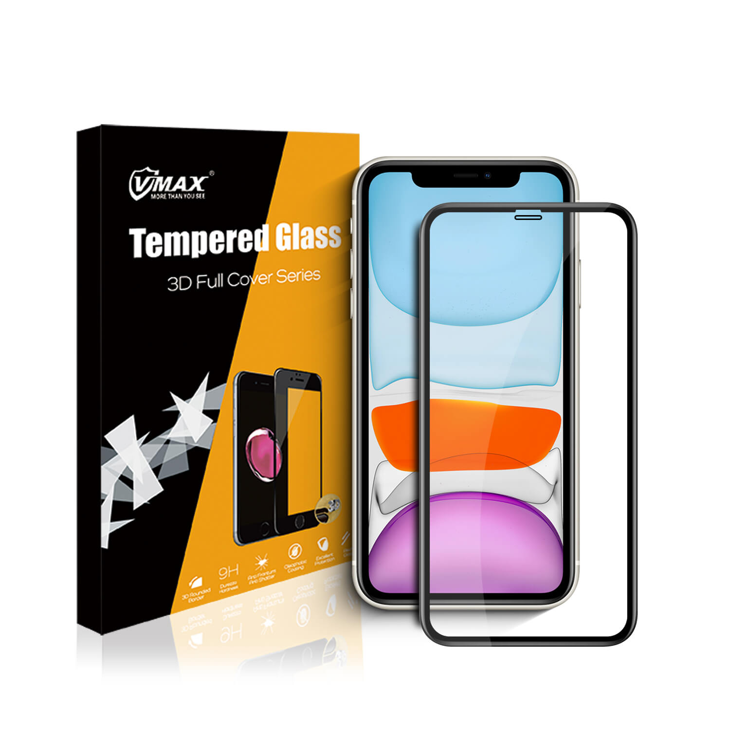 Apple 11 3D Curved Full Premium Tempered Glass Screen Protector - Vmax