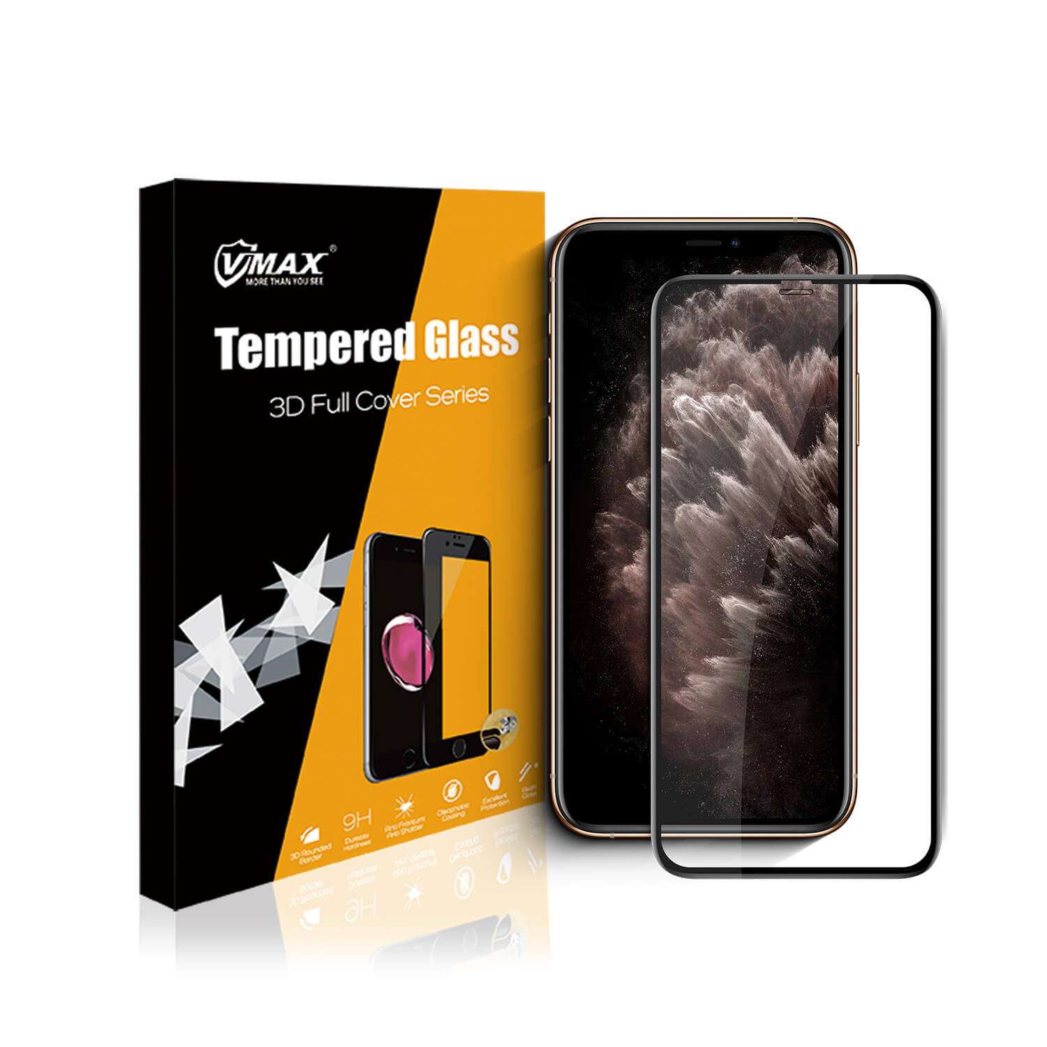iPhone XS Max 3D Curved Screen Protector, Tempered丨VMAX